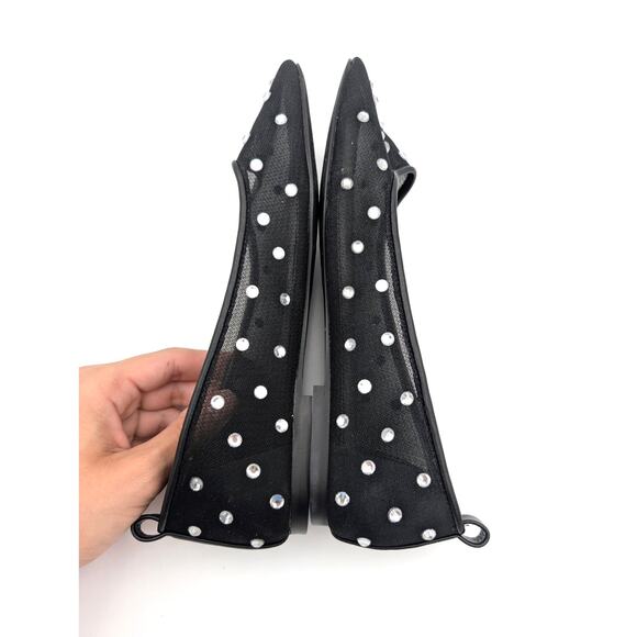 Open Edit Lennox Rhinestone Modern Mesh Flat Women's Black Size US7M EU38 - Picture 6 of 12